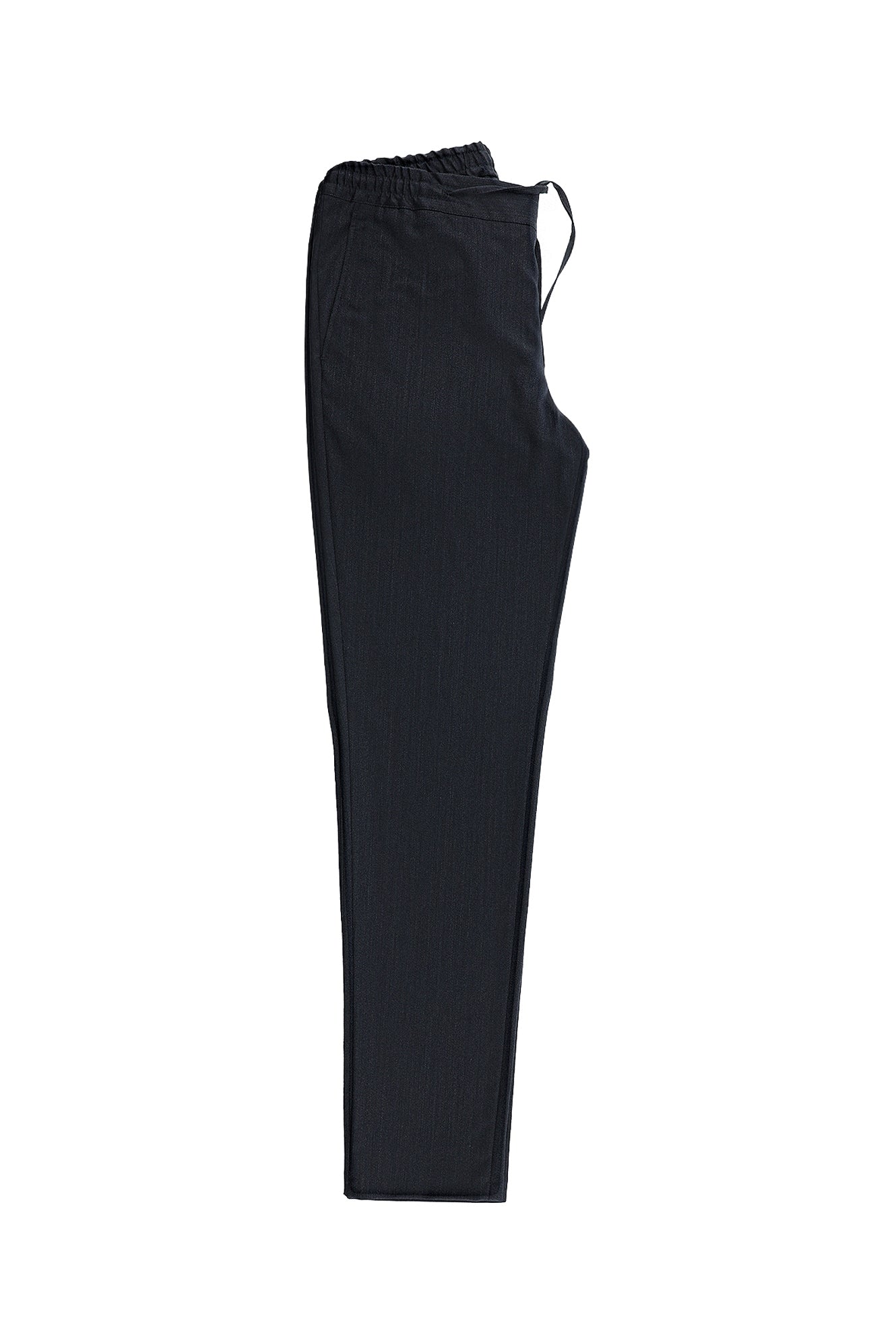 Koyu Lacivert Super Slim Fit Ekstra Dar Kesim Yünlü Beli Lastikli İpli Pantolon