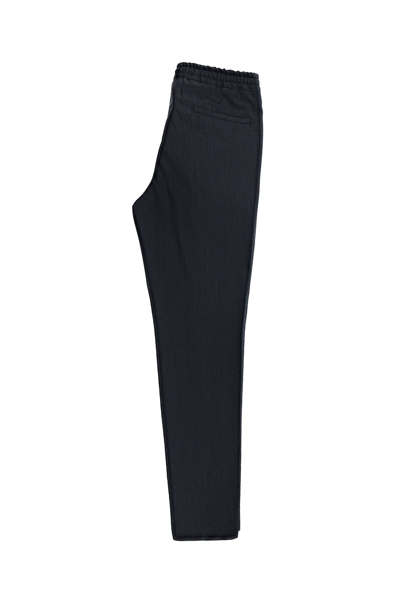 Koyu Lacivert Super Slim Fit Ekstra Dar Kesim Yünlü Beli Lastikli İpli Pantolon