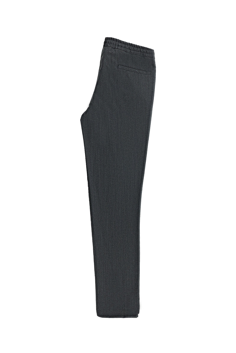 Orta Antrasit Super Slim Fit Ekstra Dar Kesim Yünlü Beli Lastikli İpli Pantolon