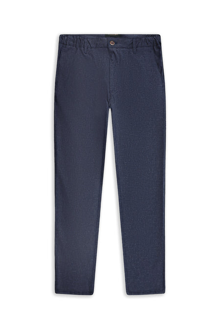 Aç?k Lacivert 7 Drop Slim Fit Dar Kesim Keten Kar???ml? Klasik Kuma? Pantolon-Abdullah Ki??l?