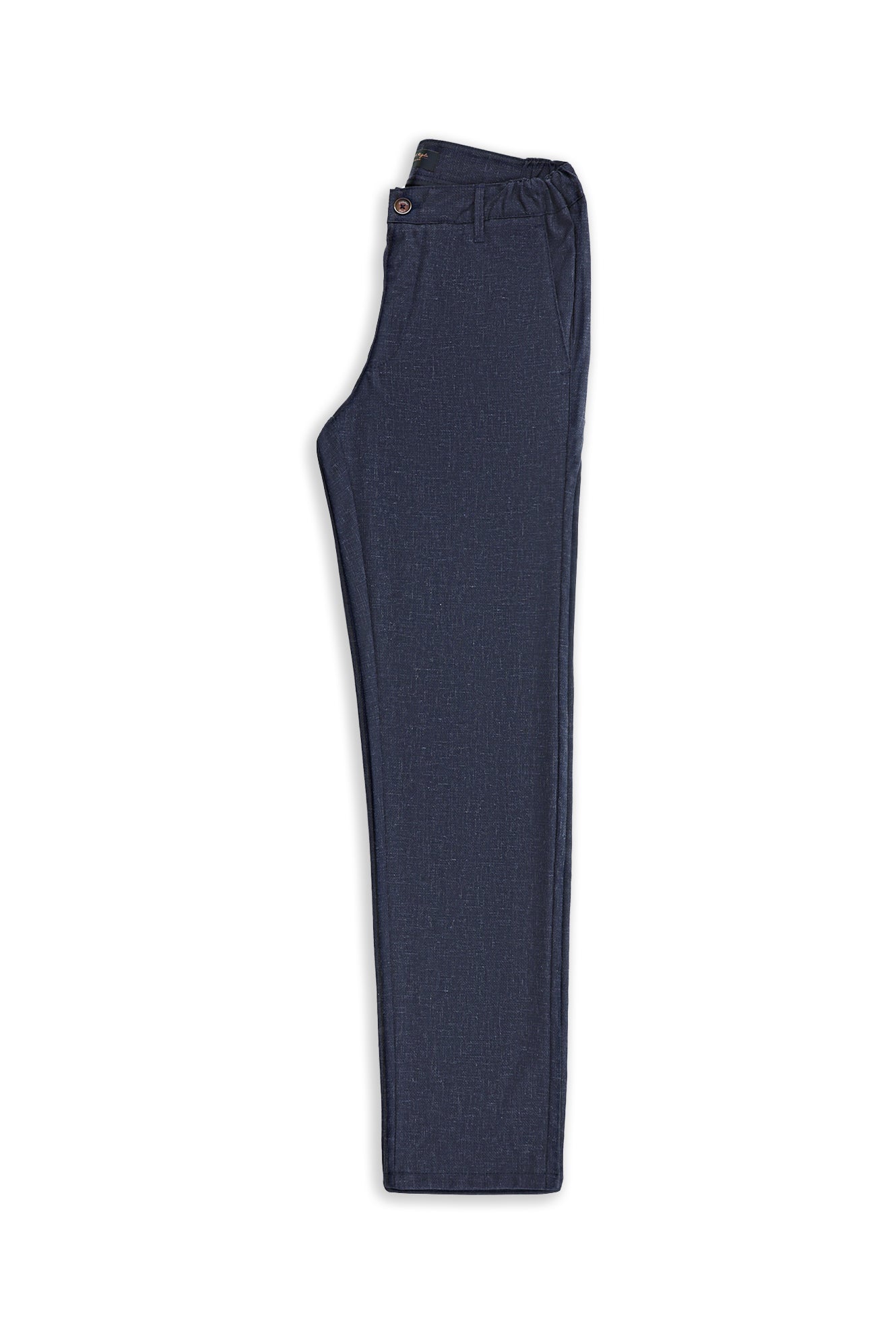 Aç?k Lacivert 7 Drop Slim Fit Dar Kesim Keten Kar???ml? Klasik Kuma? Pantolon-Abdullah Ki??l?