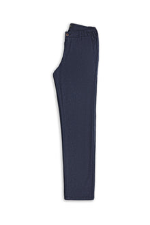 Aç?k Lacivert 7 Drop Slim Fit Dar Kesim Keten Kar???ml? Klasik Kuma? Pantolon-Abdullah Ki??l?