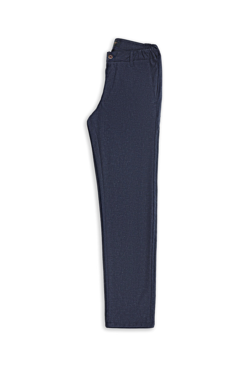 Aç?k Lacivert 7 Drop Slim Fit Dar Kesim Keten Kar???ml? Klasik Kuma? Pantolon-Abdullah Ki??l?