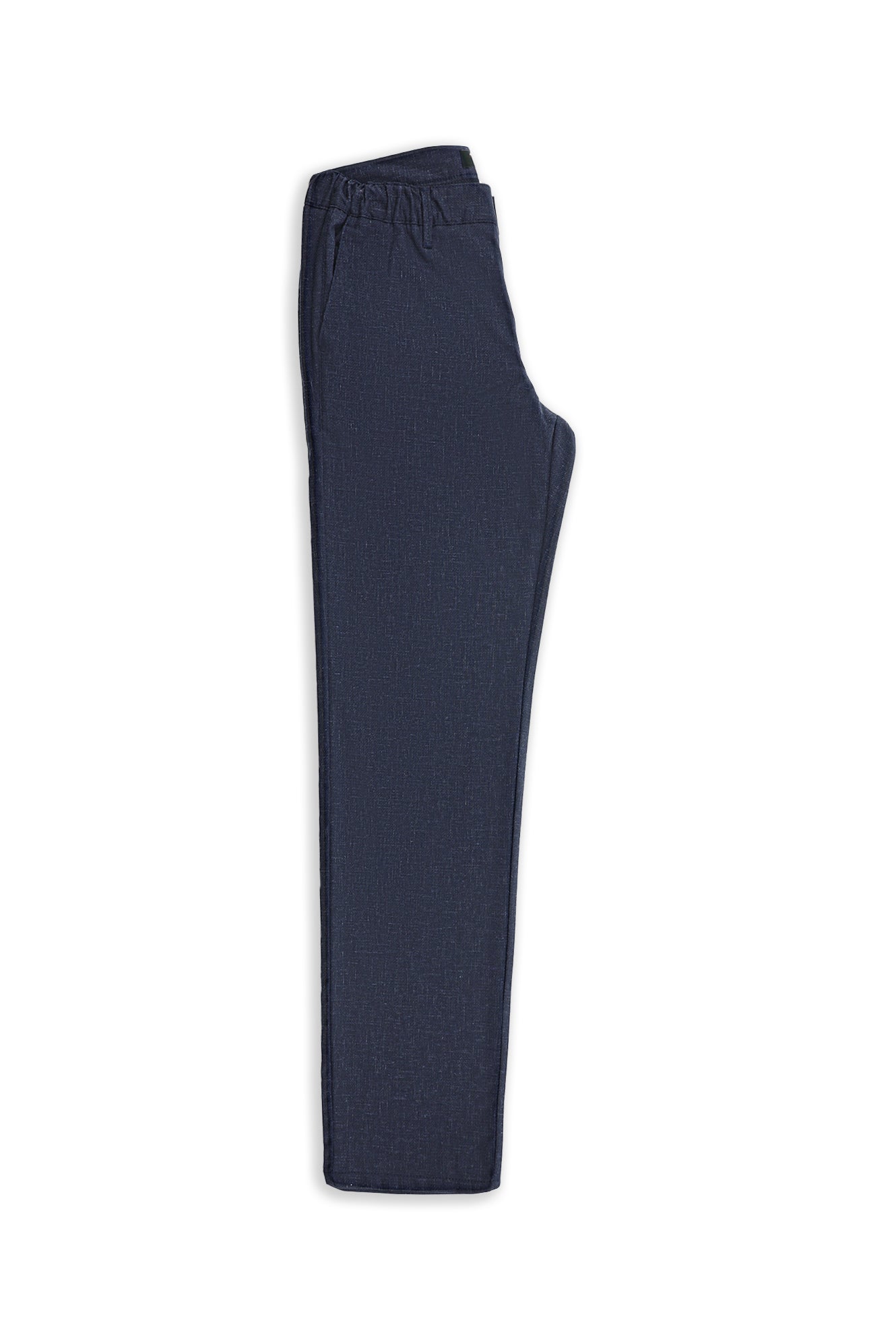 Aç?k Lacivert 7 Drop Slim Fit Dar Kesim Keten Kar???ml? Klasik Kuma? Pantolon-Abdullah Ki??l?