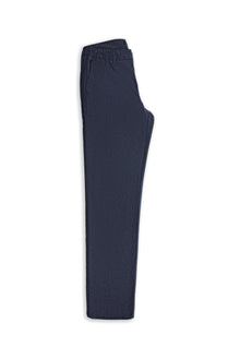 Aç?k Lacivert 7 Drop Slim Fit Dar Kesim Keten Kar???ml? Klasik Kuma? Pantolon-Abdullah Ki??l?