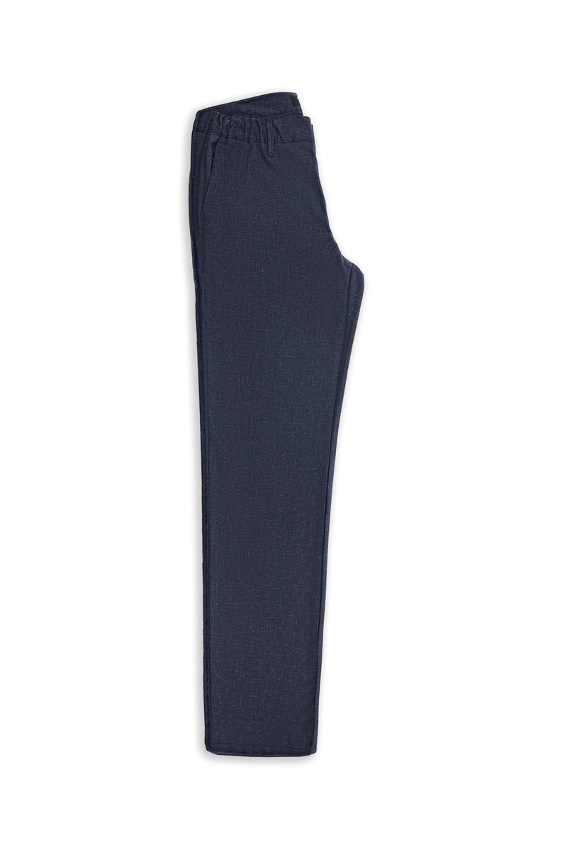 Aç?k Lacivert 7 Drop Slim Fit Dar Kesim Keten Kar???ml? Klasik Kuma? Pantolon-Abdullah Ki??l?