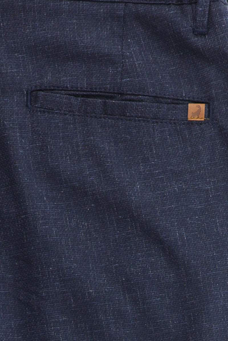 Aç?k Lacivert 7 Drop Slim Fit Dar Kesim Keten Kar???ml? Klasik Kuma? Pantolon-Abdullah Ki??l?