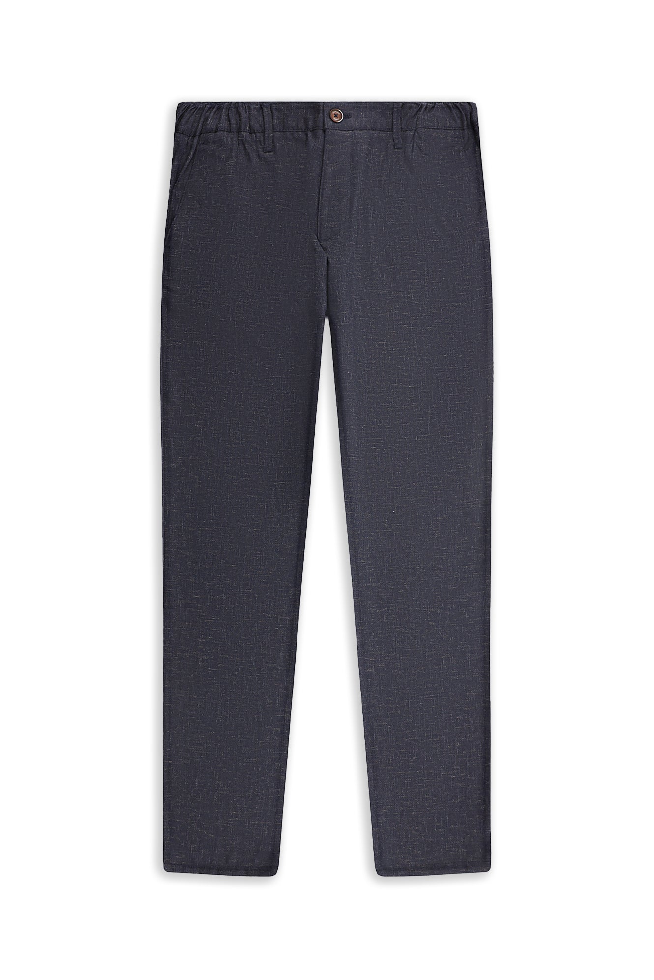 Orta Lacivert Slim Fit Dar Kesim Keten Karışımlı Klasik Kumaş Pantolon