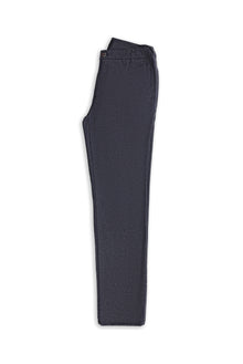 Orta Lacivert Slim Fit Dar Kesim Keten Karışımlı Klasik Kumaş Pantolon