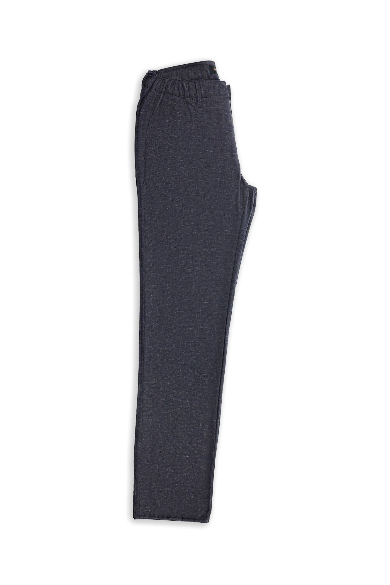 Orta Lacivert Slim Fit Dar Kesim Keten Karışımlı Klasik Kumaş Pantolon