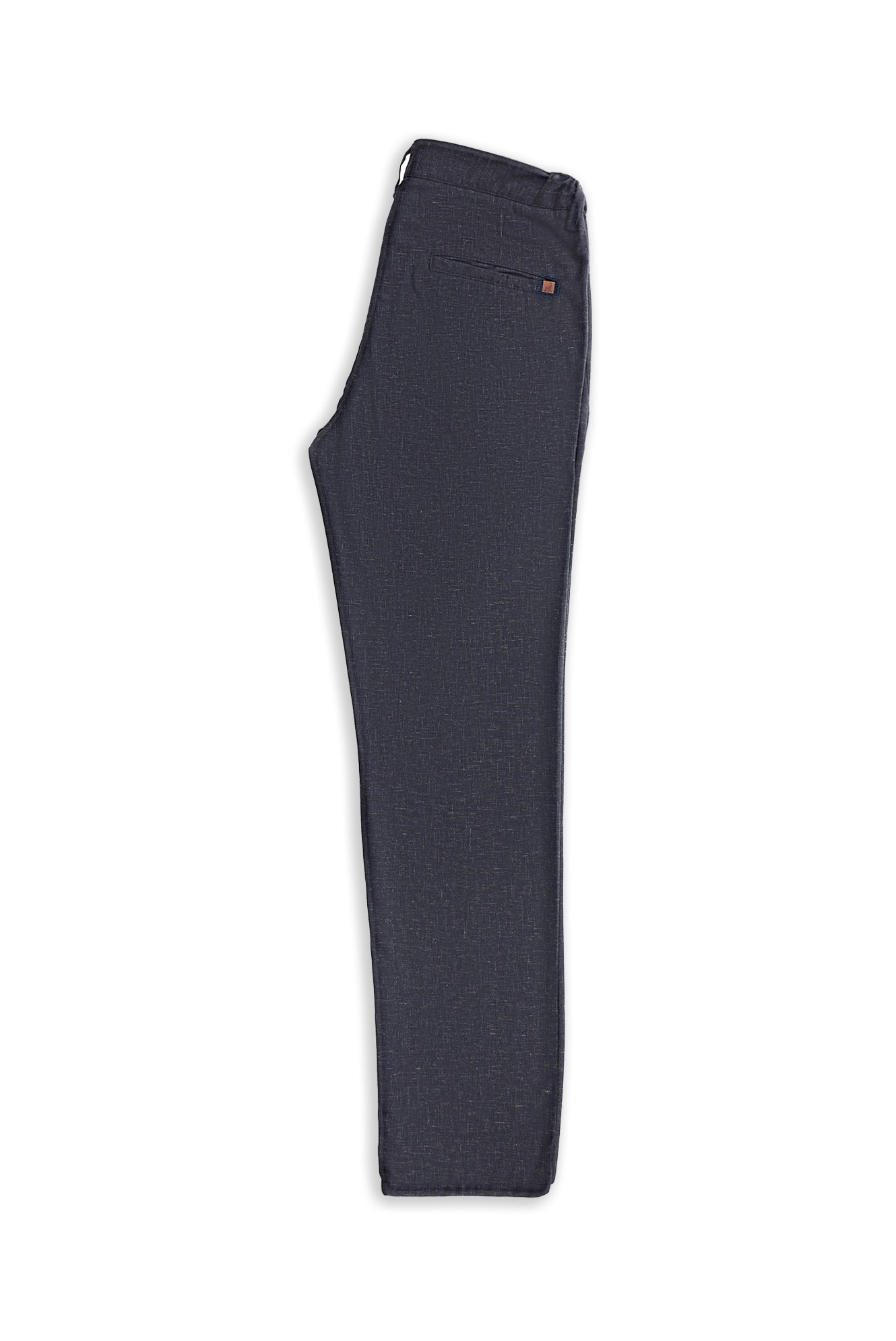 Orta Lacivert Slim Fit Dar Kesim Keten Karışımlı Klasik Kumaş Pantolon