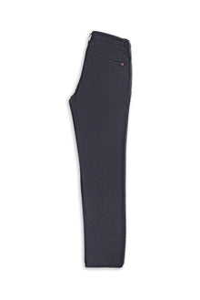 Orta Lacivert Slim Fit Dar Kesim Keten Karışımlı Klasik Kumaş Pantolon
