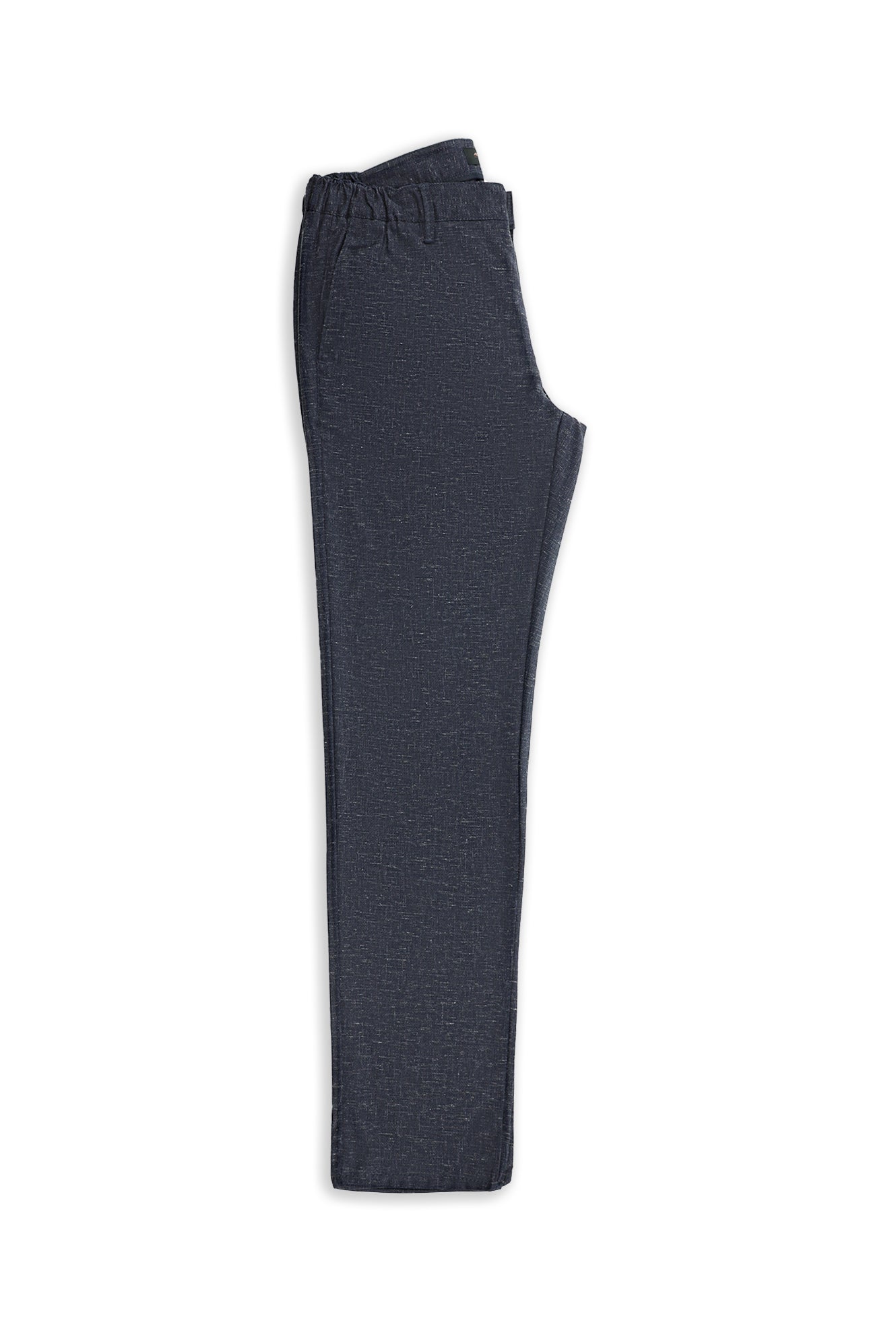Koyu Lacivert Slim Fit Dar Kesim Keten Karışımlı Klasik Kumaş Pantolon