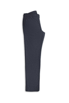 Koyu Lacivert Slim Fit Dar Kesim Keten Karışımlı Klasik Kumaş Pantolon