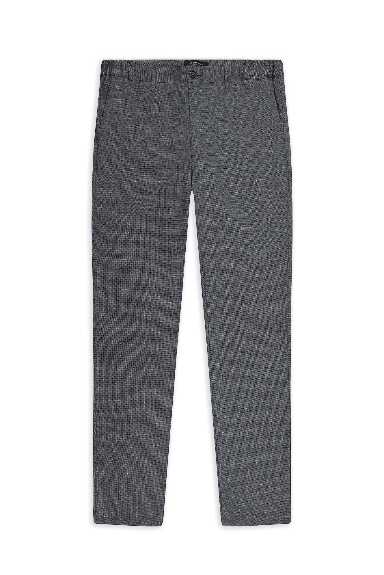 Açık Antrasit Slim Fit Dar Kesim Keten Karışımlı Klasik Kumaş Pantolon