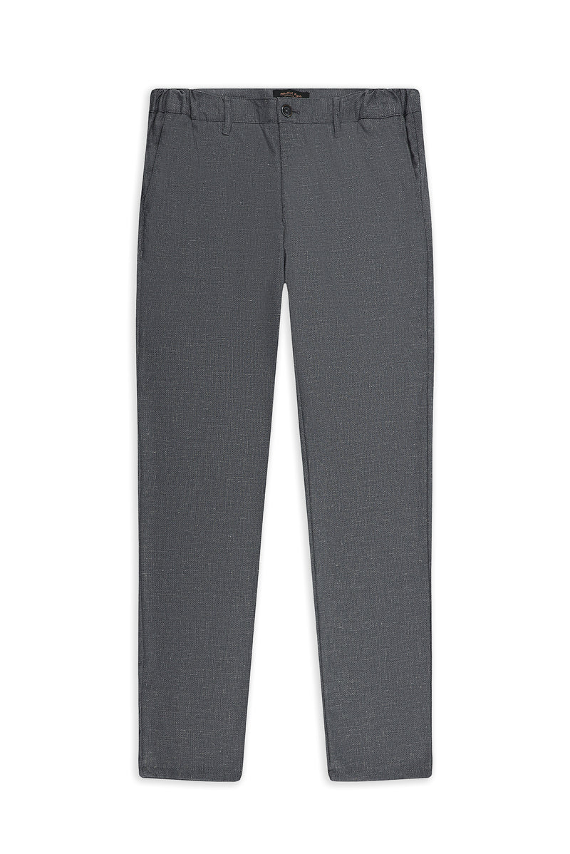 Açık Antrasit Slim Fit Dar Kesim Keten Karışımlı Klasik Kumaş Pantolon
