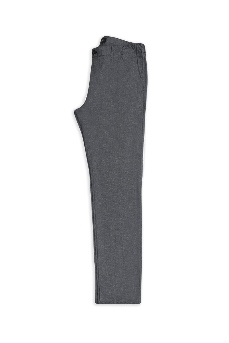 Açık Antrasit Slim Fit Dar Kesim Keten Karışımlı Klasik Kumaş Pantolon
