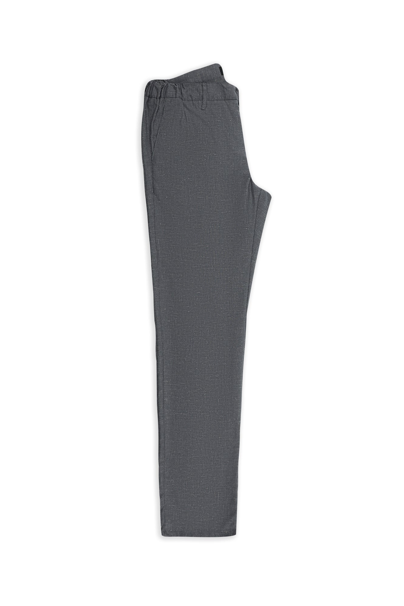 Açık Antrasit Slim Fit Dar Kesim Keten Karışımlı Klasik Kumaş Pantolon