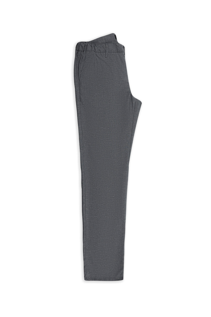 Açık Antrasit Slim Fit Dar Kesim Keten Karışımlı Klasik Kumaş Pantolon