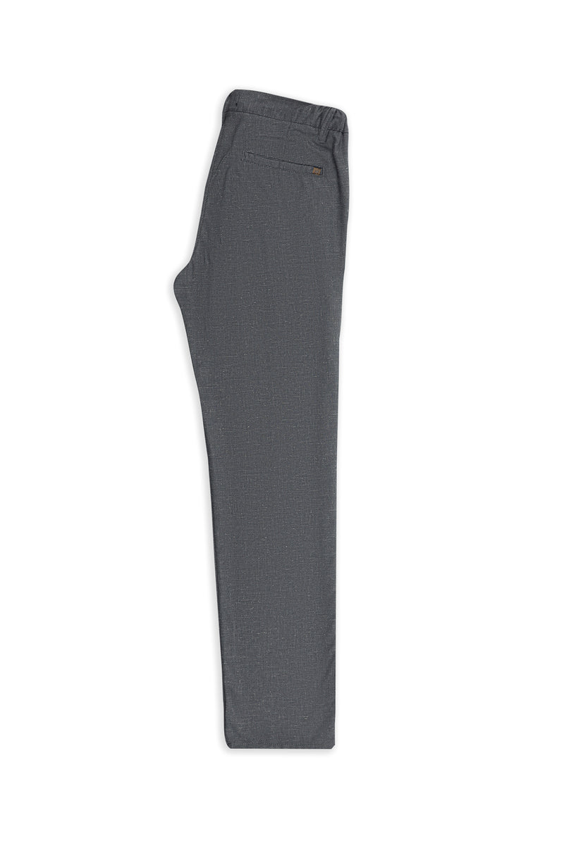 Açık Antrasit Slim Fit Dar Kesim Keten Karışımlı Klasik Kumaş Pantolon