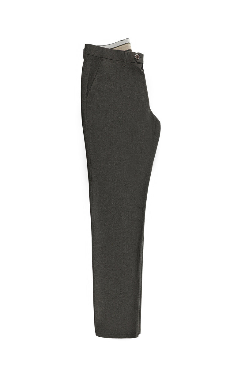 Koyu Kahve Slim Fit Dar Kesim Desenli Likralı Klasik Kumaş Pantolon
