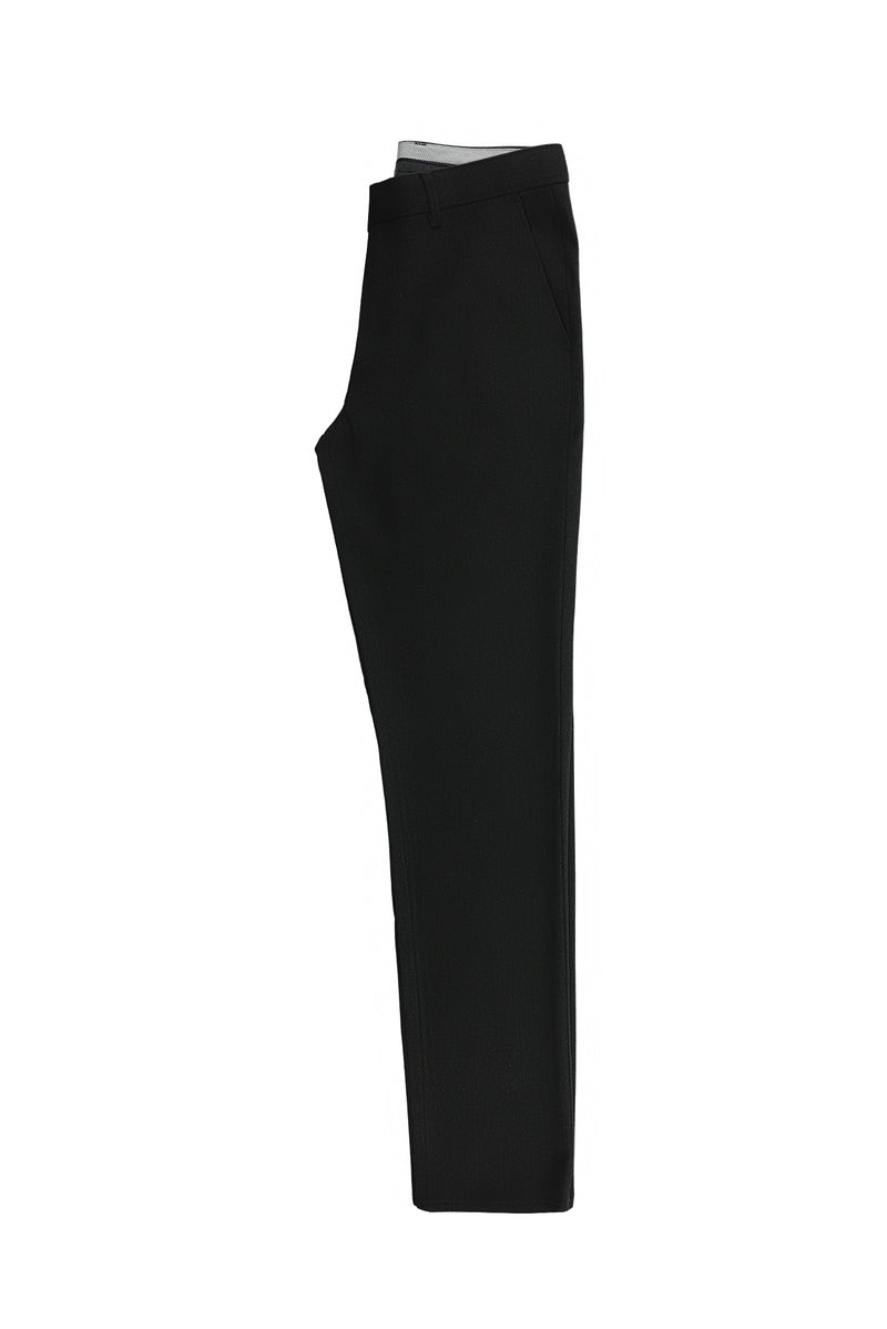 Koyu Antrasit Slim Fit Dar Kesim Desenli Likralı Klasik Kumaş Pantolon