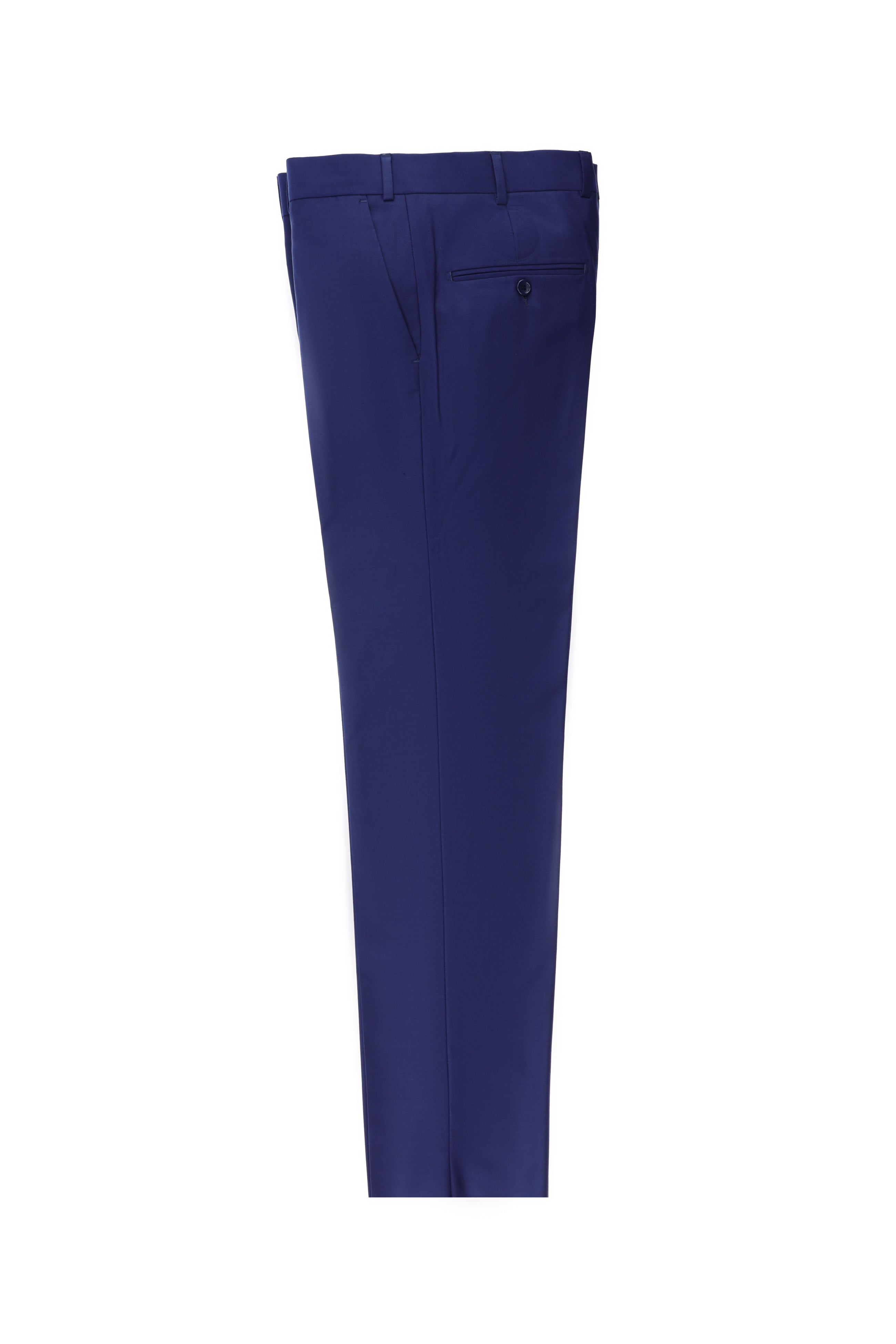 Saks Mavi Slim Fit Dar Kesim Yünlü Klasik Kumaş Pantolon