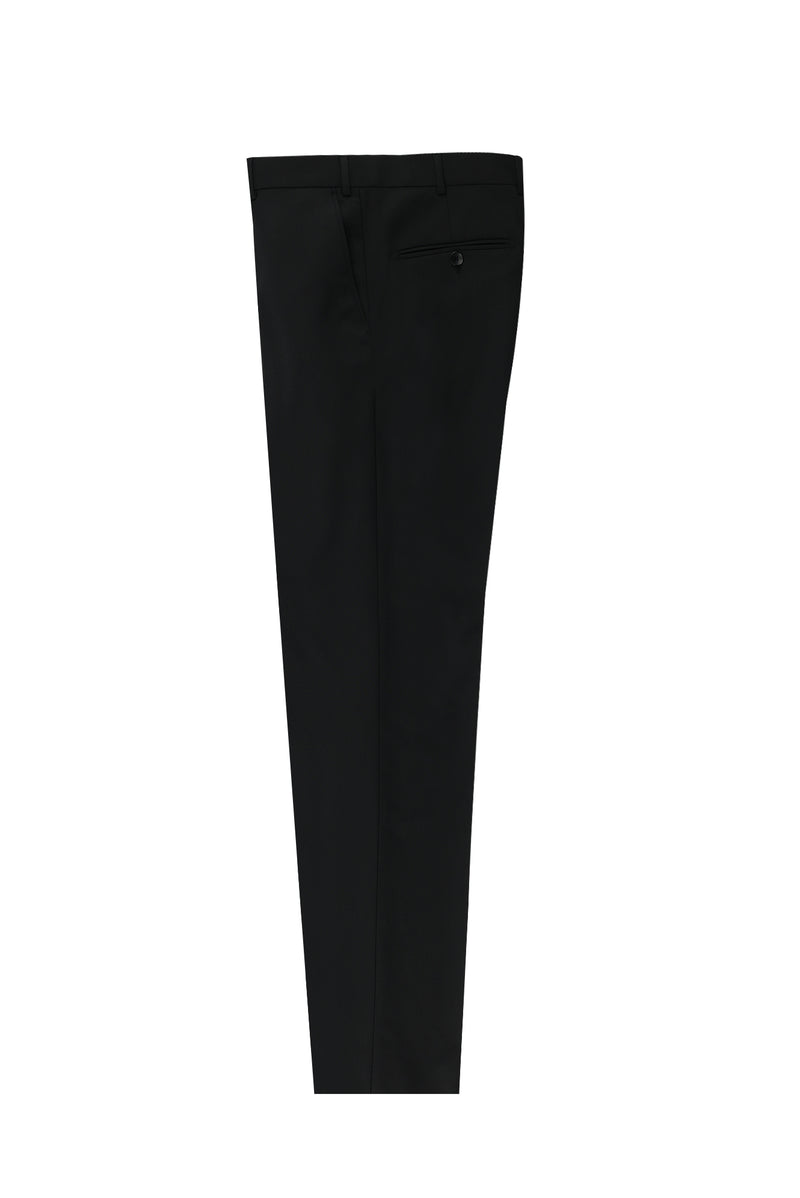 Siyah Slim Fit Dar Kesim Yünlü Klasik Kumaş Pantolon