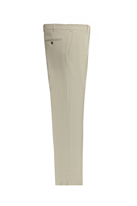 Açık Bej Relaxed Fit Rahat Kesim Yünlü Klasik Kumaş Pantolon