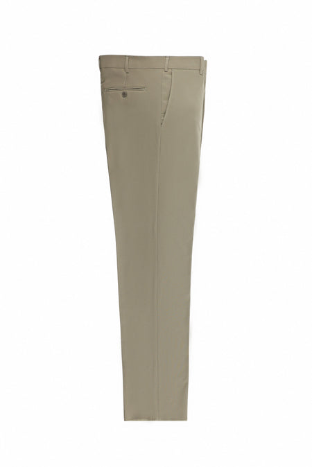 Koyu Bej Slim Fit Dar Kesim Yünlü Klasik Kumaş Pantolon