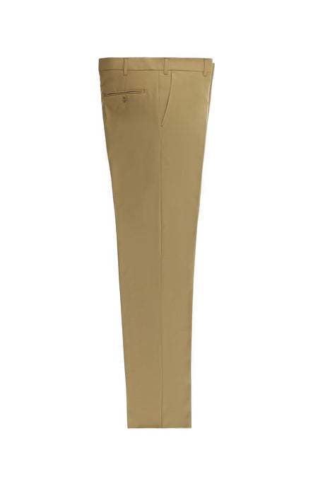 Taba Slim Fit Dar Kesim Yünlü Klasik Kumaş Pantolon
