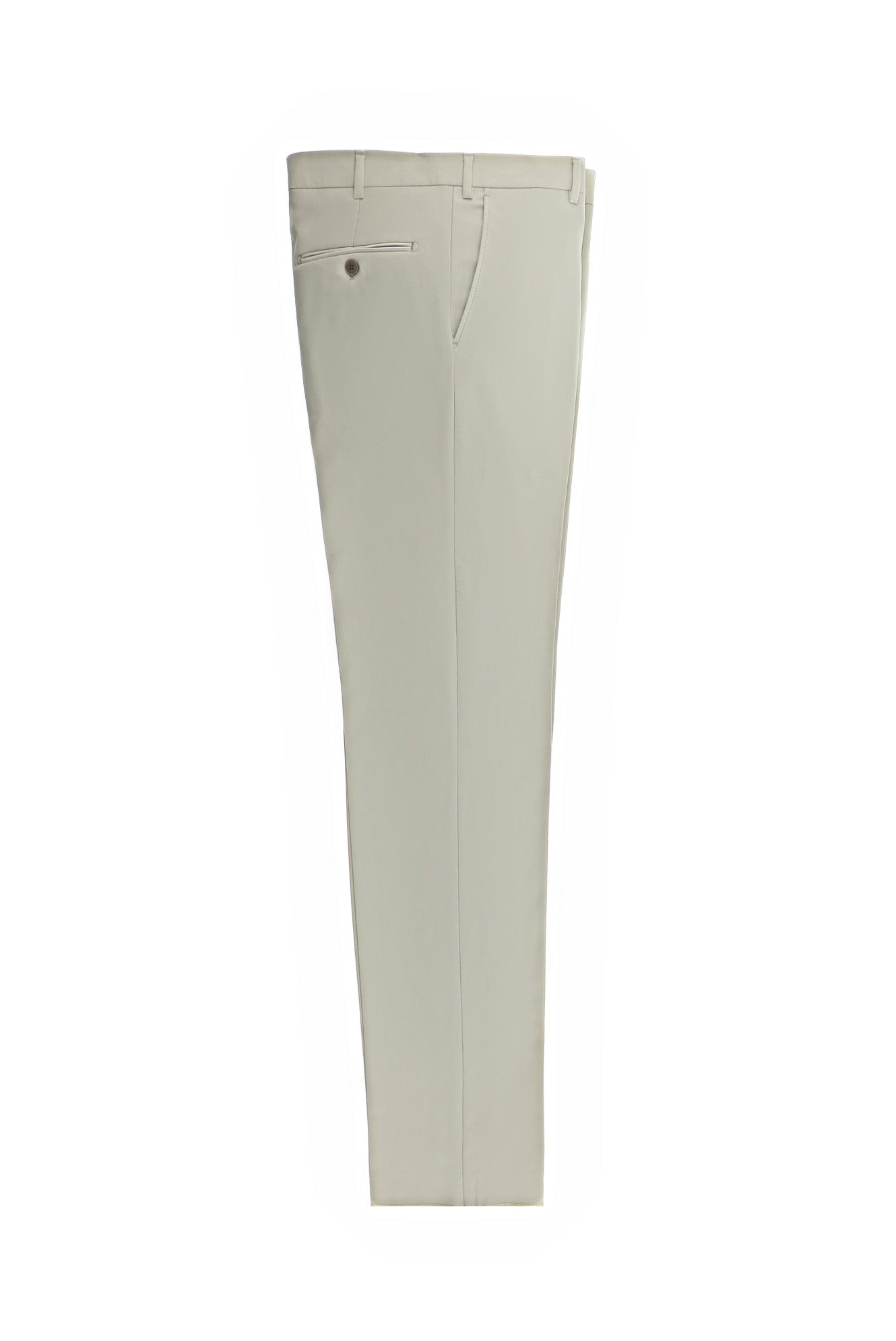 Krem Slim Fit Dar Kesim Yünlü Klasik Kumaş Pantolon