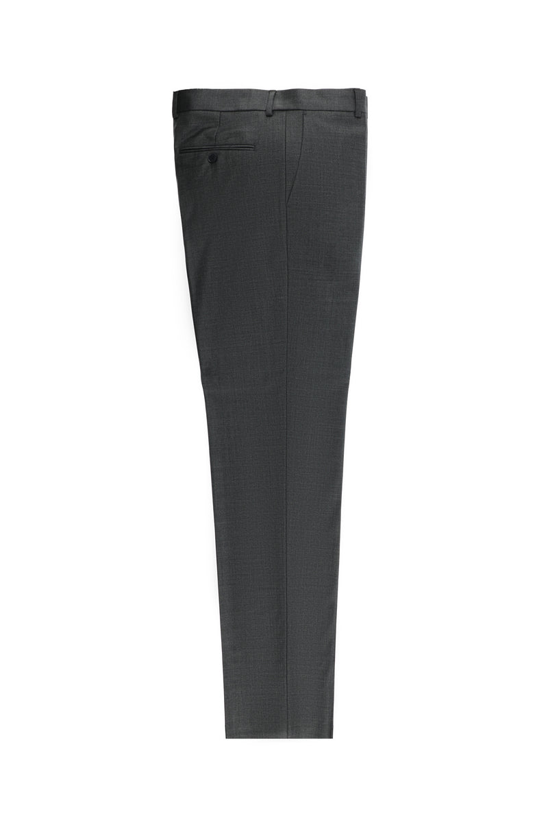 Koyu Füme Slim Fit Dar Kesim Yünlü Klasik Kumaş Pantolon