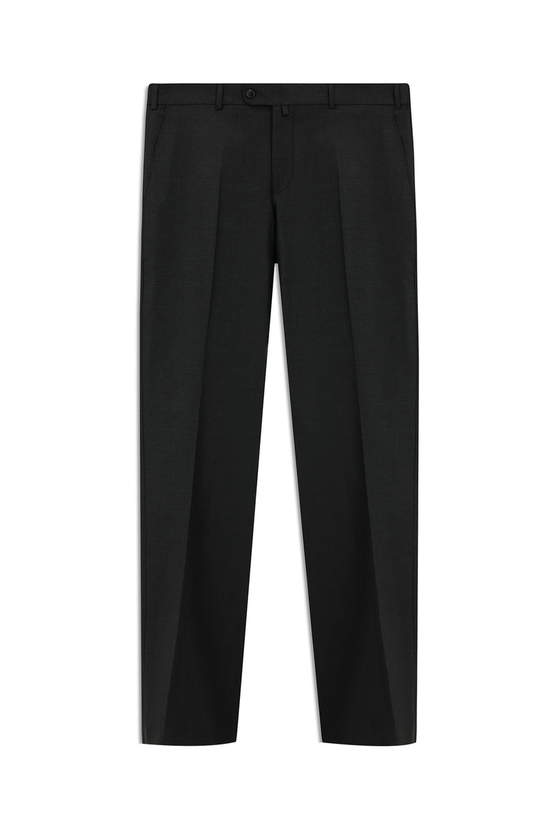 Koyu Antrasit Slim Fit Dar Kesim Yünlü Klasik Kumaş Pantolon