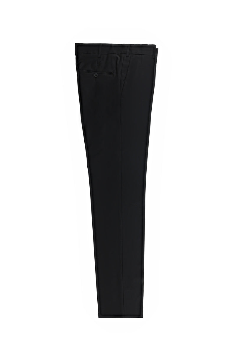 Siyah Regular Fit Yünlü Klasik Kumaş Pantolon