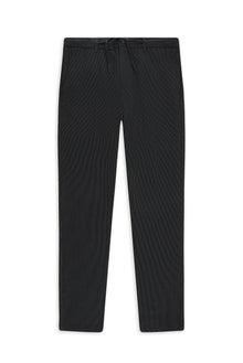 Siyah Regular Fit Beli İpli Likralı Gofre Klasik Kumaş Pantolon