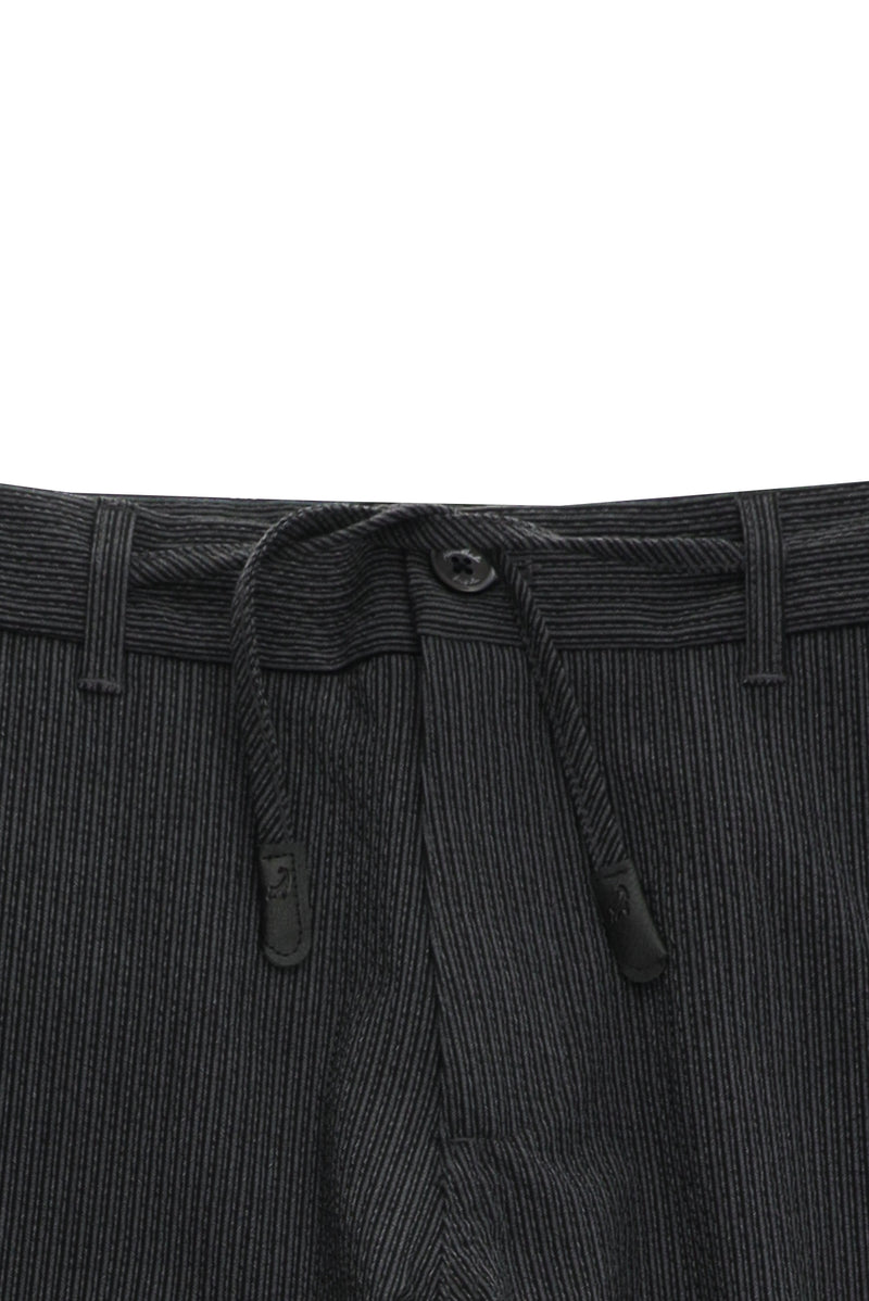 Siyah Regular Fit Beli İpli Likralı Gofre Klasik Kumaş Pantolon