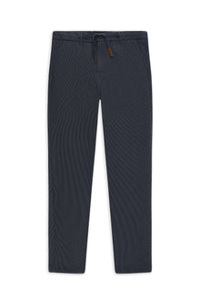 Orta Lacivert Regular Fit Beli İpli Likralı Gofre Klasik Kumaş Pantolon