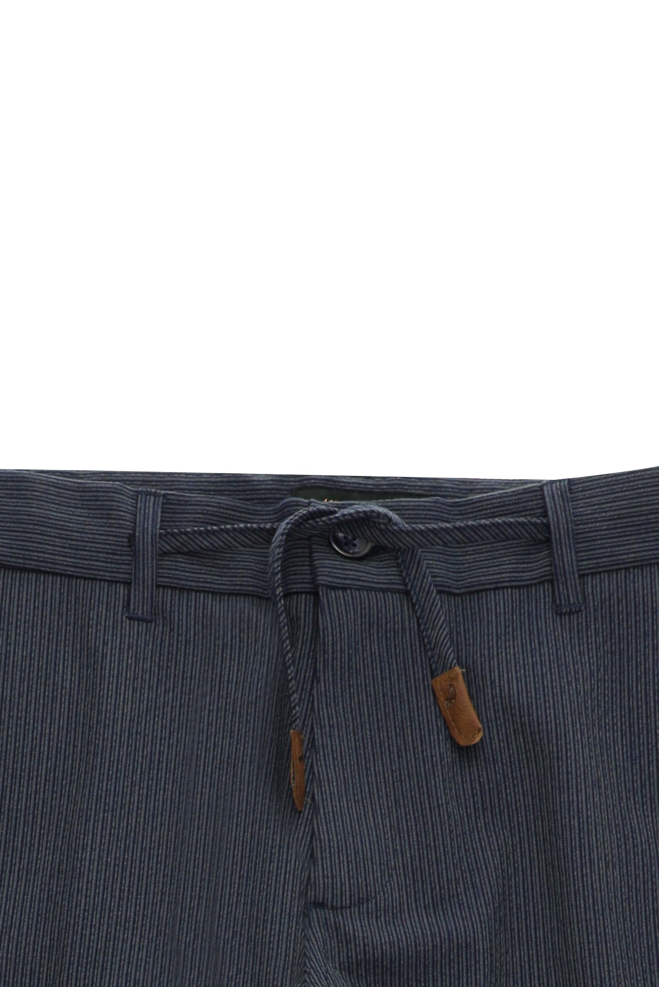 Orta Lacivert Regular Fit Beli İpli Likralı Gofre Klasik Kumaş Pantolon
