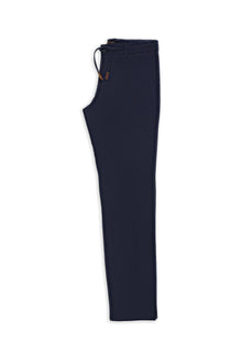 Koyu Lacivert Regular Fit Beli İpli Likralı Gofre Klasik Kumaş Pantolon
