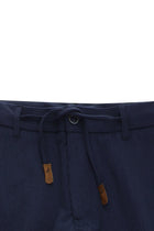 Koyu Lacivert Regular Fit Beli İpli Likralı Gofre Klasik Kumaş Pantolon