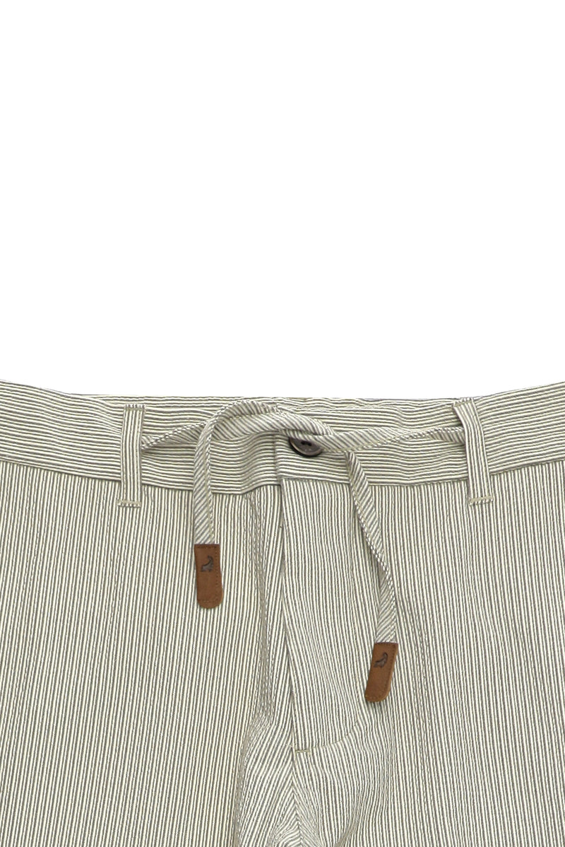 Orta Bej Regular Fit Beli İpli Likralı Gofre Klasik Kumaş Pantolon