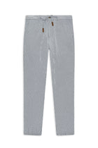 Beyaz-Lacivert Regular Fit Beli İpli Likralı Gofre Klasik Kumaş Pantolon