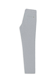 Beyaz-Lacivert Regular Fit Beli İpli Likralı Gofre Klasik Kumaş Pantolon