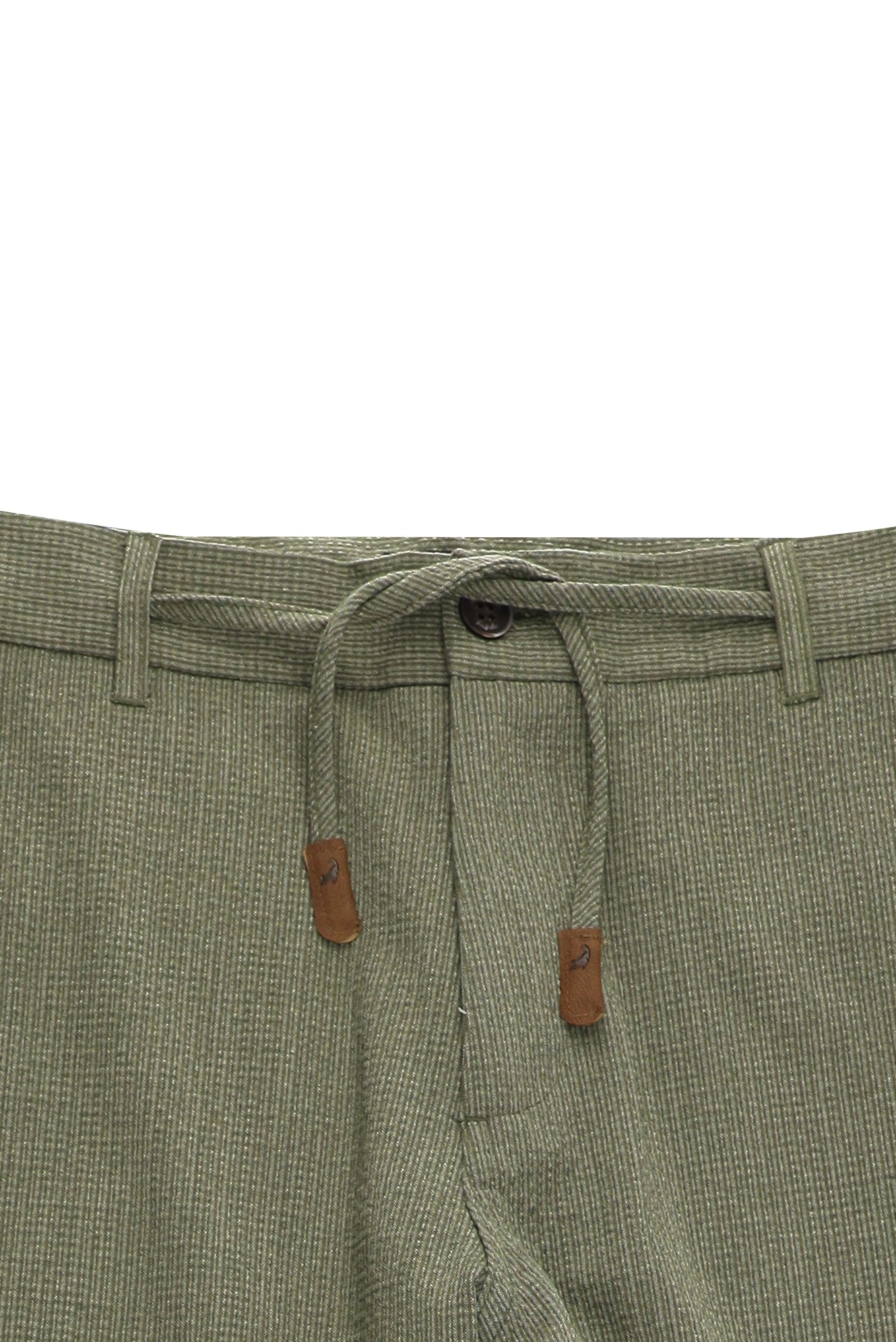 Açık Haki Regular Fit Beli İpli Likralı Gofre Klasik Kumaş Pantolon