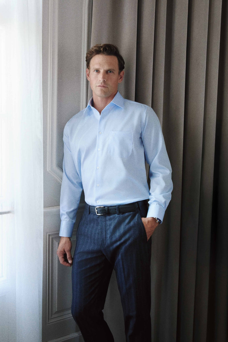 Uçuk Mavi Uzun Kol Regular Fit %100 Pamuk Non Iron Ütü Gerektirmeyen Gömlek