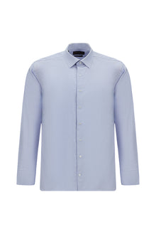 Açık Mavi Uzun Kol Slim Fit Dar Kesim Oxford Pamuk Gömlek