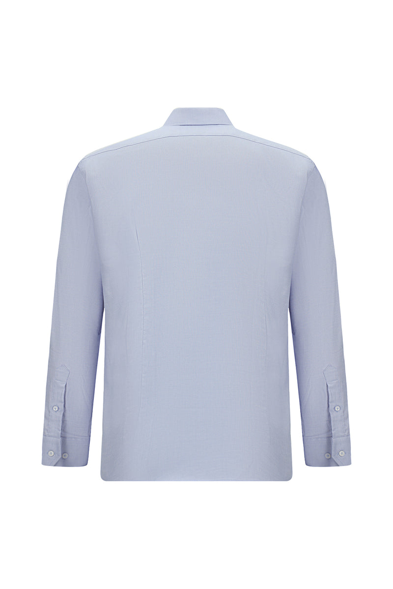 Açık Mavi Uzun Kol Slim Fit Dar Kesim Oxford Pamuk Gömlek