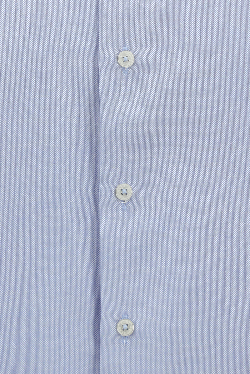 Açık Mavi Uzun Kol Slim Fit Dar Kesim Oxford Pamuk Gömlek