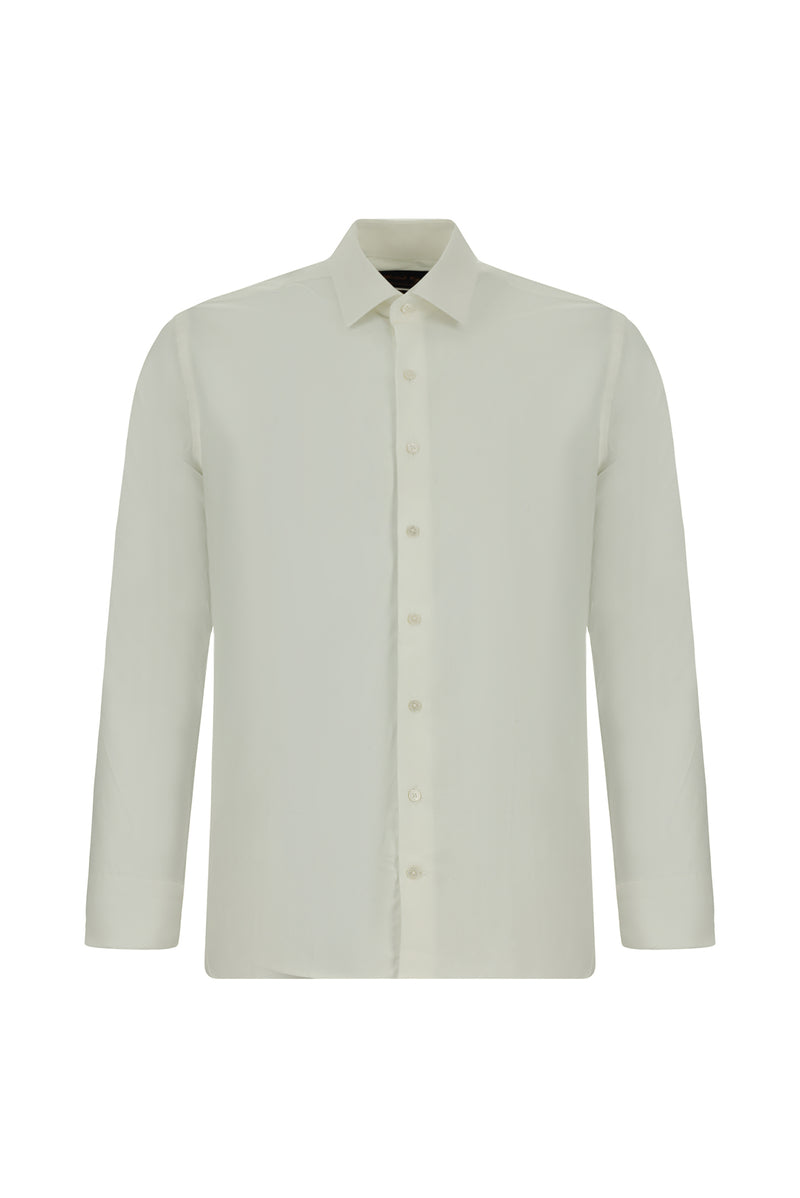 Beyaz Uzun Kol Slim Fit Dar Kesim Oxford Pamuk Gömlek